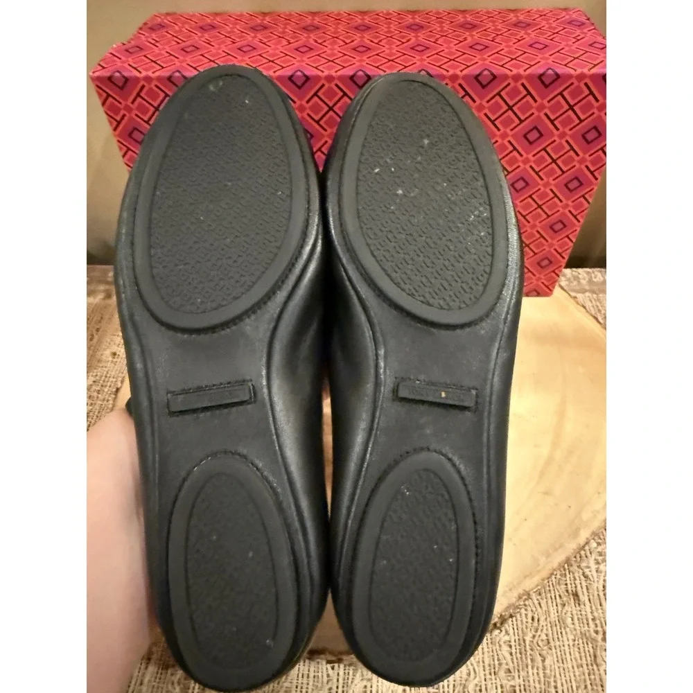 Tory Burch Minnie‎ Travel Ballet Women's Pebble Leather Perfect Black Sz-9